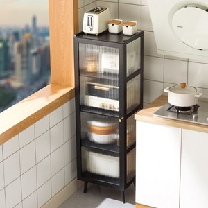 GOOD HOME 블랙 레트로 반투명 유리 수납장 책장 감성 인테리어 장식장 주방 거실 서재용