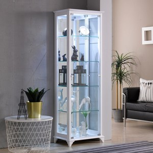 제이에스몰 아로마강화유리장식장 장식장, 5단-소(600)조명설치-화이트