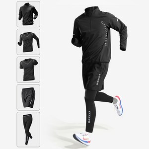 FONOW 러닝복 남성 헬스 트레이닝복 긴팔 운동복 세트 드라이핏 소재 스포츠상하의 세트 기능성 운동복 라이딩 트레이닝 땀복